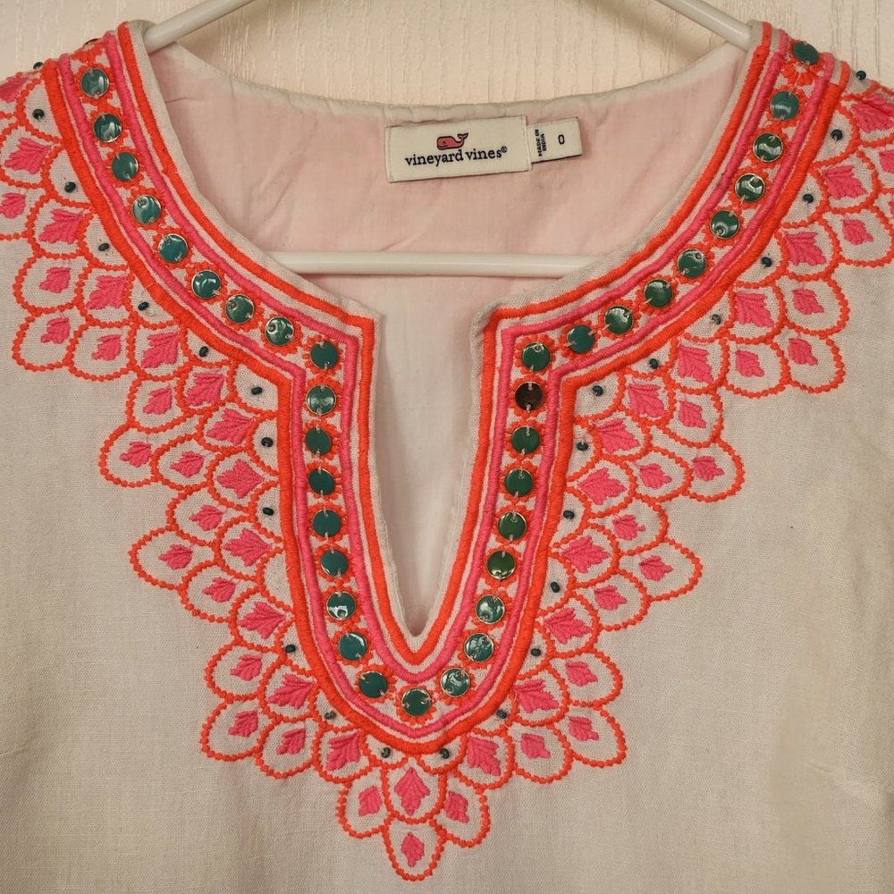 Vineyard Vines Embroidered Linen/Cotton Dress - Picture 7 of 10